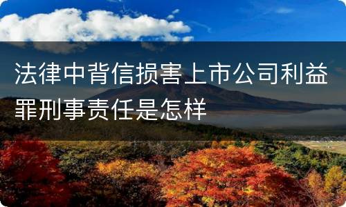 法律中背信损害上市公司利益罪刑事责任是怎样