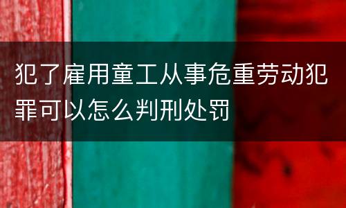 犯了雇用童工从事危重劳动犯罪可以怎么判刑处罚
