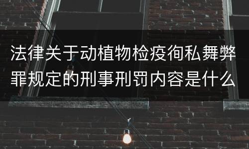 法律关于动植物检疫徇私舞弊罪规定的刑事刑罚内容是什么
