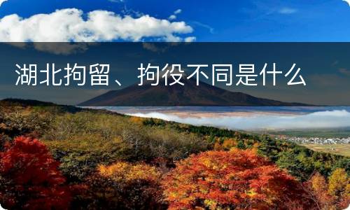 湖北拘留、拘役不同是什么
