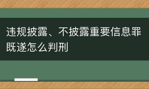 违规披露、不披露重要信息罪既遂怎么判刑