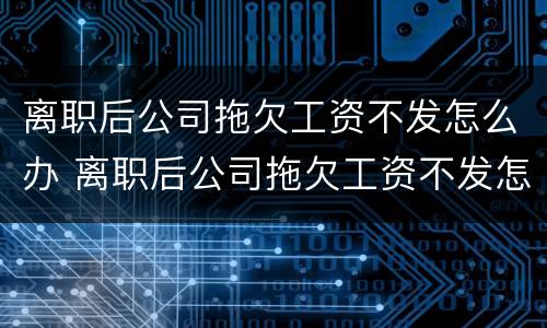 离职后公司拖欠工资不发怎么办 离职后公司拖欠工资不发怎么办理