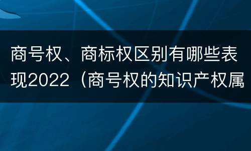 商号权、商标权区别有哪些表现2022（商号权的知识产权属性）