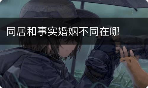 同居和事实婚姻不同在哪