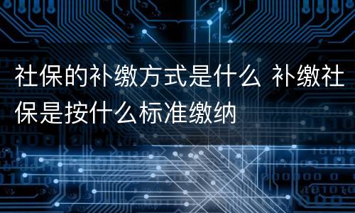 社保的补缴方式是什么 补缴社保是按什么标准缴纳