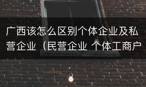 广西该怎么区别个体企业及私营企业（民营企业 个体工商户 区别）