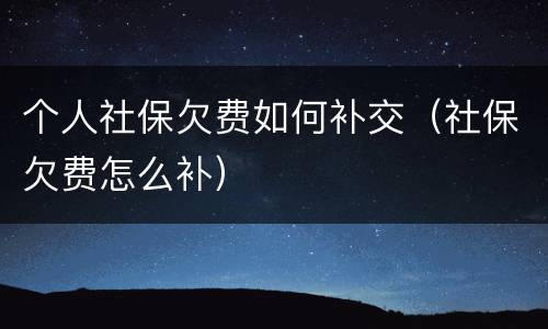 个人社保欠费如何补交（社保欠费怎么补）