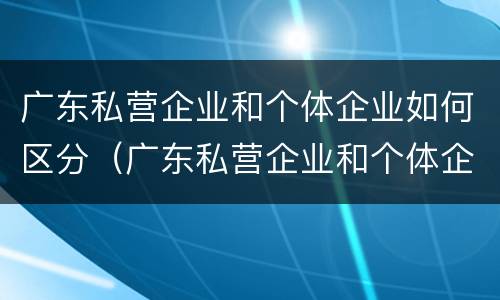广东私营企业和个体企业如何区分（广东私营企业和个体企业如何区分出来）
