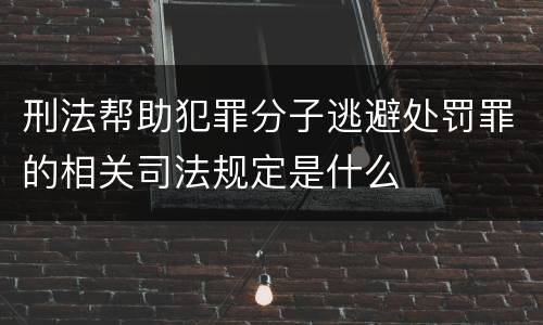刑法帮助犯罪分子逃避处罚罪的相关司法规定是什么