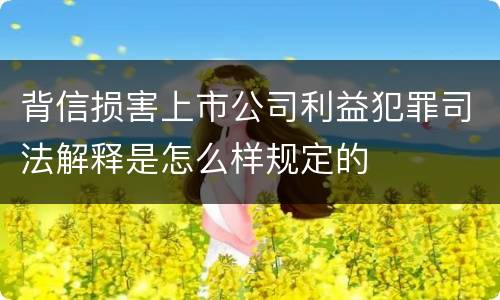 背信损害上市公司利益犯罪司法解释是怎么样规定的