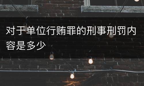对于单位行贿罪的刑事刑罚内容是多少