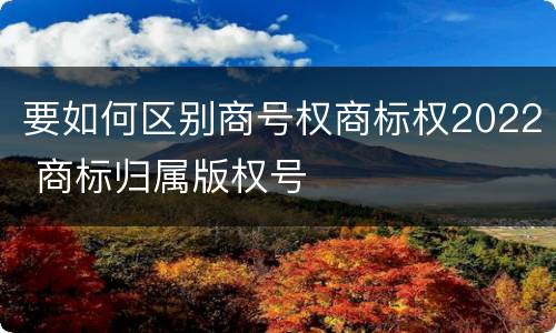 要如何区别商号权商标权2022 商标归属版权号