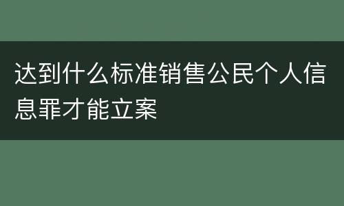 达到什么标准销售公民个人信息罪才能立案