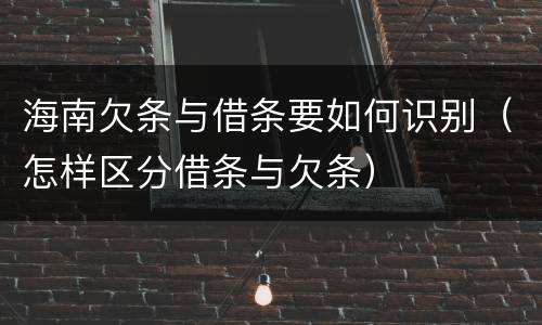 海南欠条与借条要如何识别（怎样区分借条与欠条）