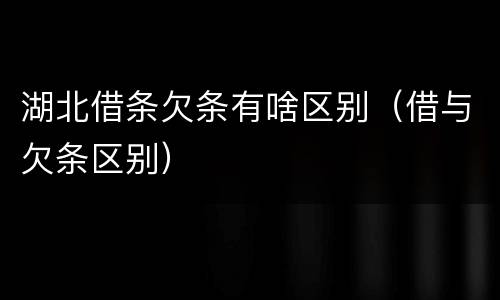 湖北借条欠条有啥区别（借与欠条区别）