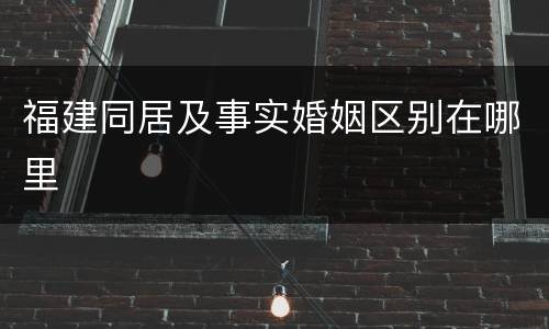 福建同居及事实婚姻区别在哪里