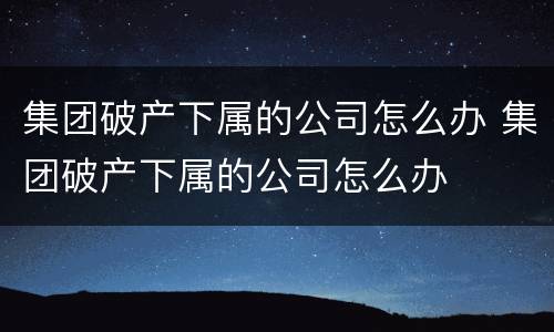 集团破产下属的公司怎么办 集团破产下属的公司怎么办