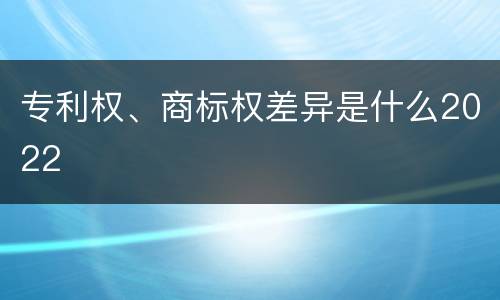 专利权、商标权差异是什么2022
