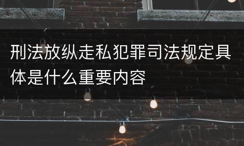 刑法放纵走私犯罪司法规定具体是什么重要内容