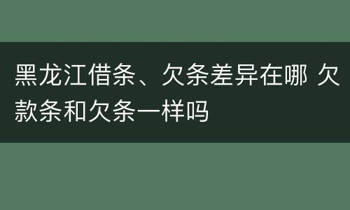 黑龙江借条、欠条差异在哪 欠款条和欠条一样吗