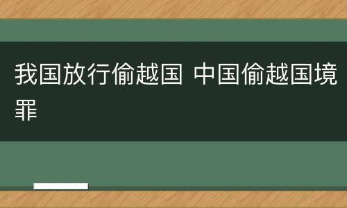 我国放行偷越国 中国偷越国境罪