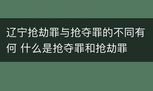辽宁抢劫罪与抢夺罪的不同有何 什么是抢夺罪和抢劫罪