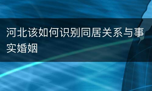河北该如何识别同居关系与事实婚姻