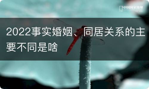 2022事实婚姻、同居关系的主要不同是啥