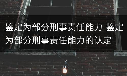 鉴定为部分刑事责任能力 鉴定为部分刑事责任能力的认定