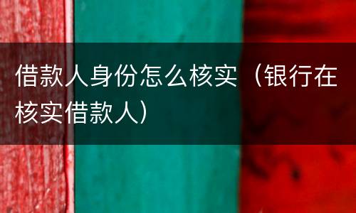 借款人身份怎么核实（银行在核实借款人）