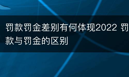 罚款罚金差别有何体现2022 罚款与罚金的区别
