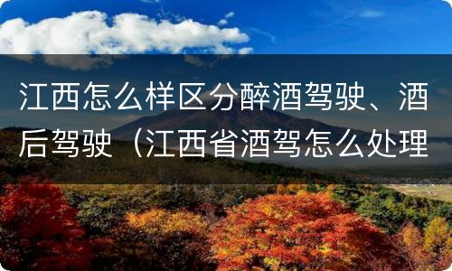 江西怎么样区分醉酒驾驶、酒后驾驶（江西省酒驾怎么处理）