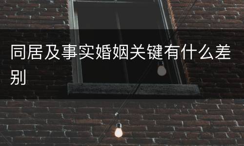 同居及事实婚姻关键有什么差别