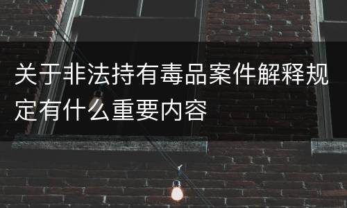 关于非法持有毒品案件解释规定有什么重要内容