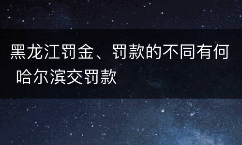 黑龙江罚金、罚款的不同有何 哈尔滨交罚款