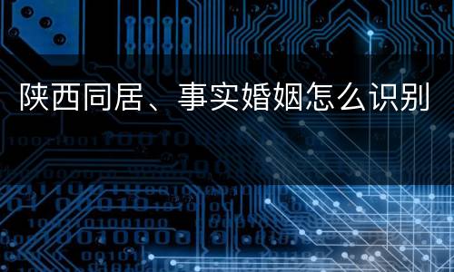陕西同居、事实婚姻怎么识别