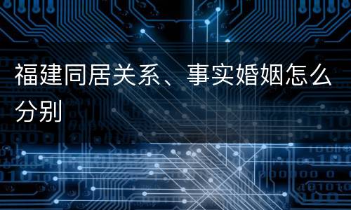 福建同居关系、事实婚姻怎么分别