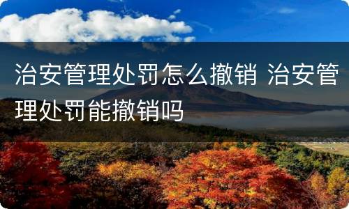 治安管理处罚怎么撤销 治安管理处罚能撤销吗