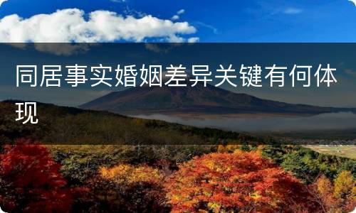 同居事实婚姻差异关键有何体现