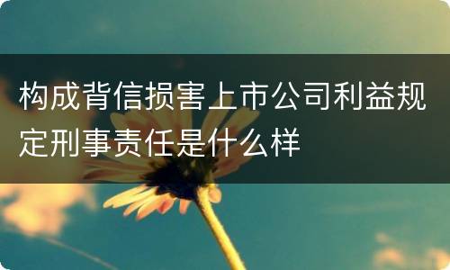 构成背信损害上市公司利益规定刑事责任是什么样