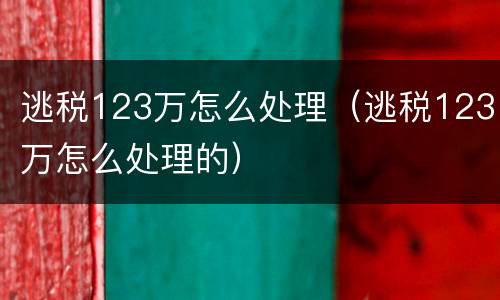 逃税123万怎么处理（逃税123万怎么处理的）