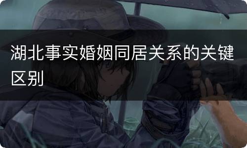 湖北事实婚姻同居关系的关键区别