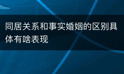 同居关系和事实婚姻的区别具体有啥表现