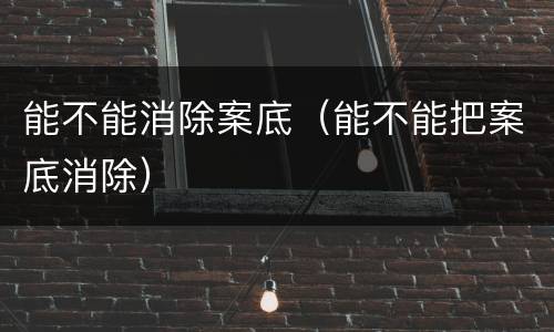 能不能消除案底（能不能把案底消除）