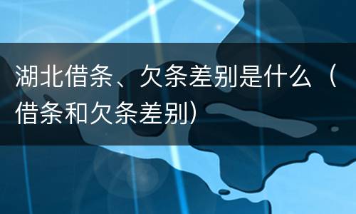 湖北借条、欠条差别是什么（借条和欠条差别）