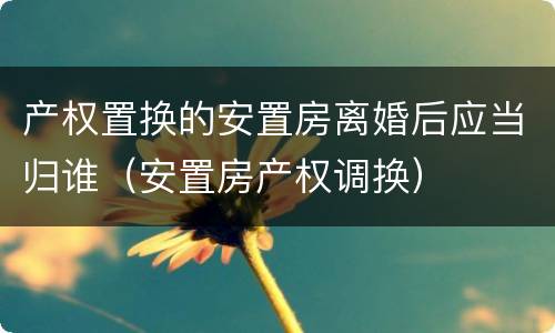 产权置换的安置房离婚后应当归谁（安置房产权调换）