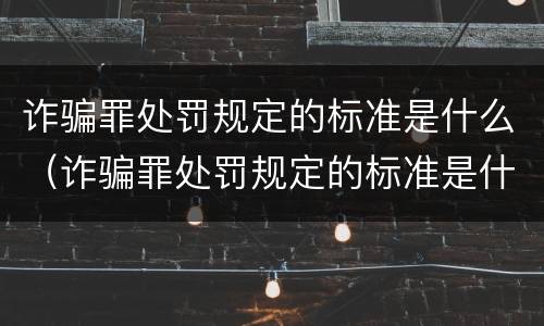 诈骗罪处罚规定的标准是什么（诈骗罪处罚规定的标准是什么意思）