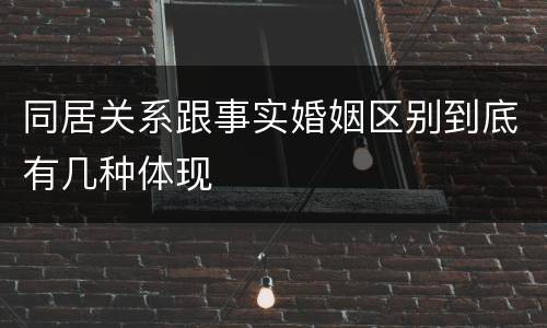 同居关系跟事实婚姻区别到底有几种体现