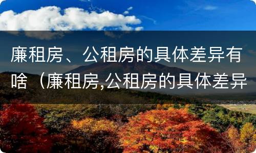 廉租房、公租房的具体差异有啥（廉租房,公租房的具体差异有啥不同）