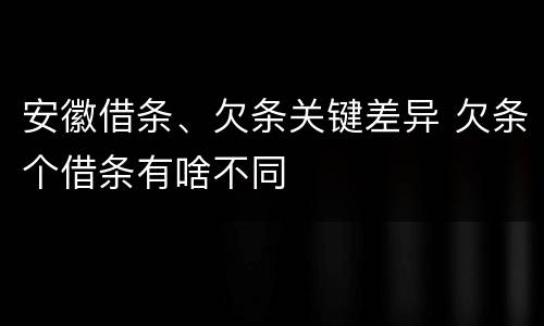 安徽借条、欠条关键差异 欠条个借条有啥不同